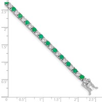 Sterling Silver Rhodium-plated Emerald & White Topaz Tennis Bracelet view 3