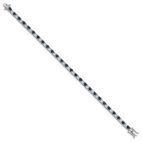 Sterling Silver Rhodium-plated Sapphire & White Topaz Tennis Bracelet view 2