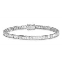 Sterling Silver Rhodium-plated Polished 3mm CZ Tennis Bracelet, 7.5" view 4