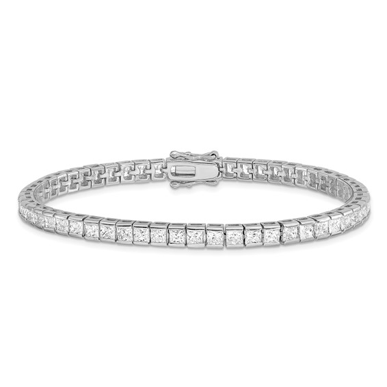 Sterling Silver Rhodium-plated CZ Tennis Bracelet