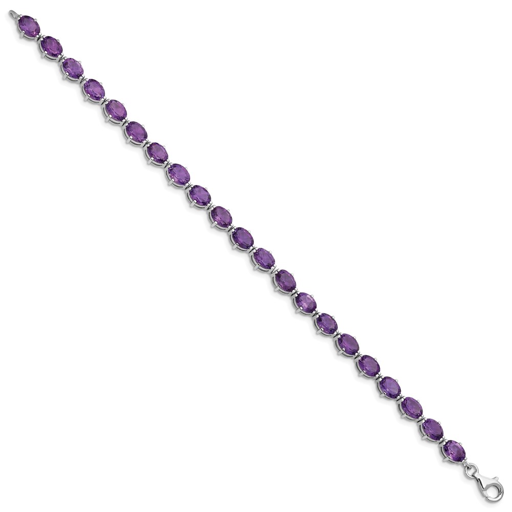 Sterling Silver Rhodium-plated Amethyst Bracelet (QX814AM)