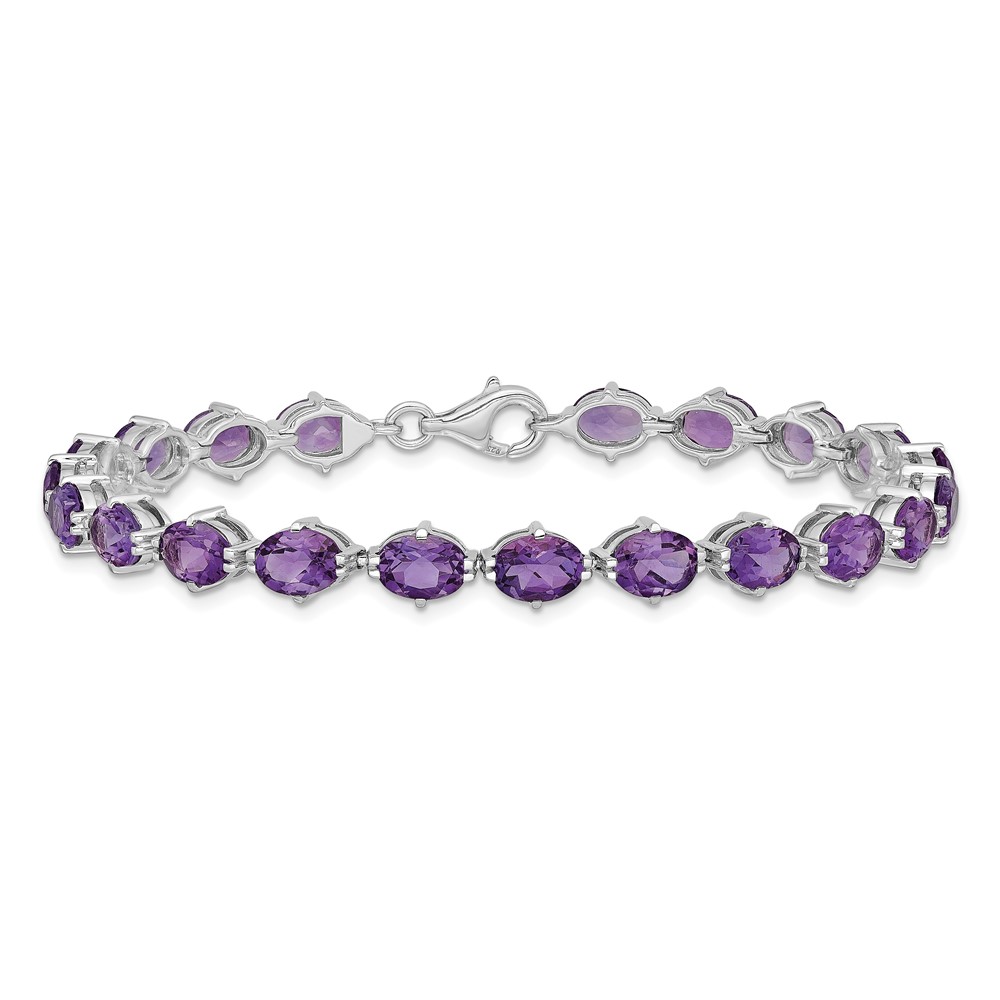 Sterling Silver Rhodium-plated Amethyst Bracelet (QX814AM)