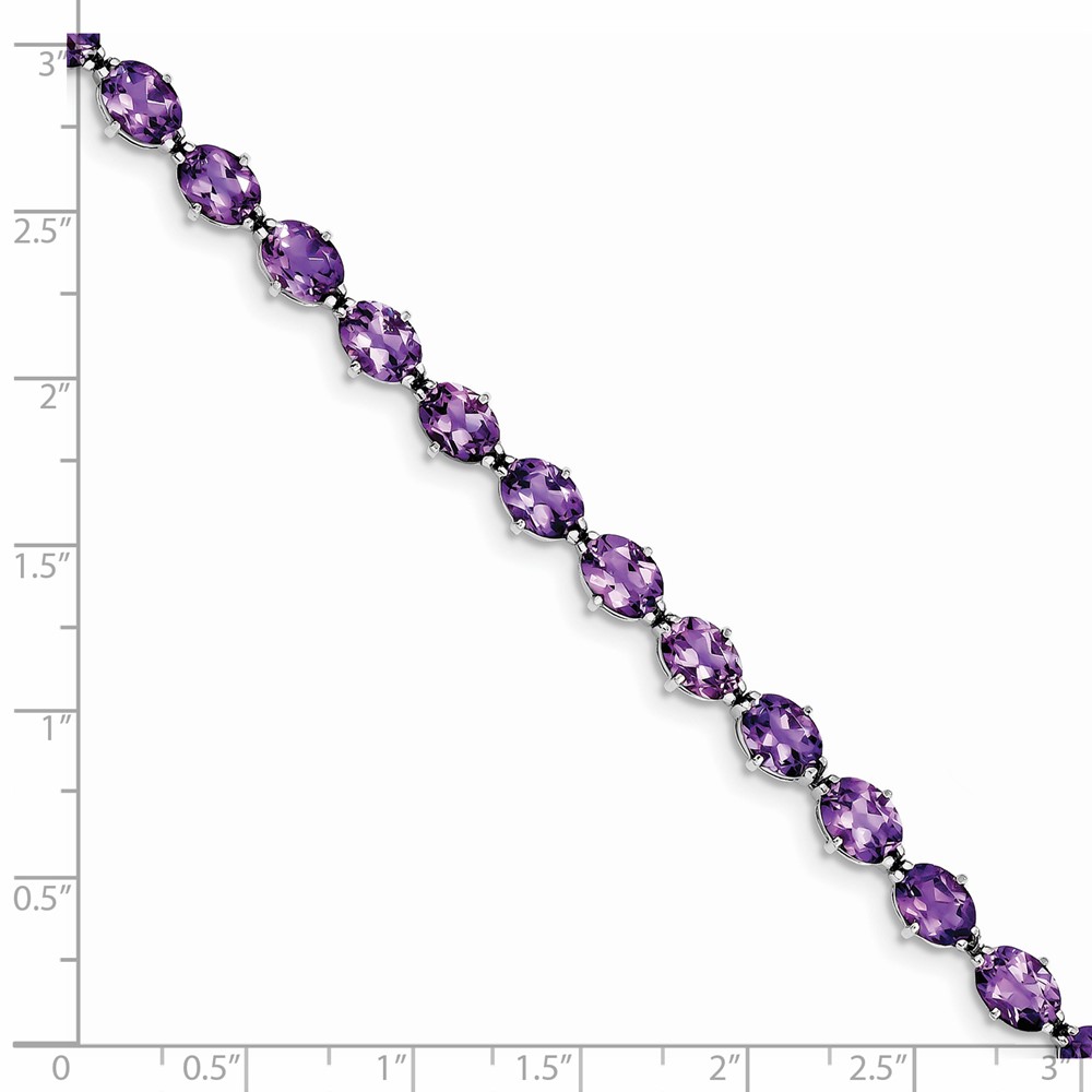 Sterling Silver Rhodium-plated Amethyst Bracelet (QX814AM)