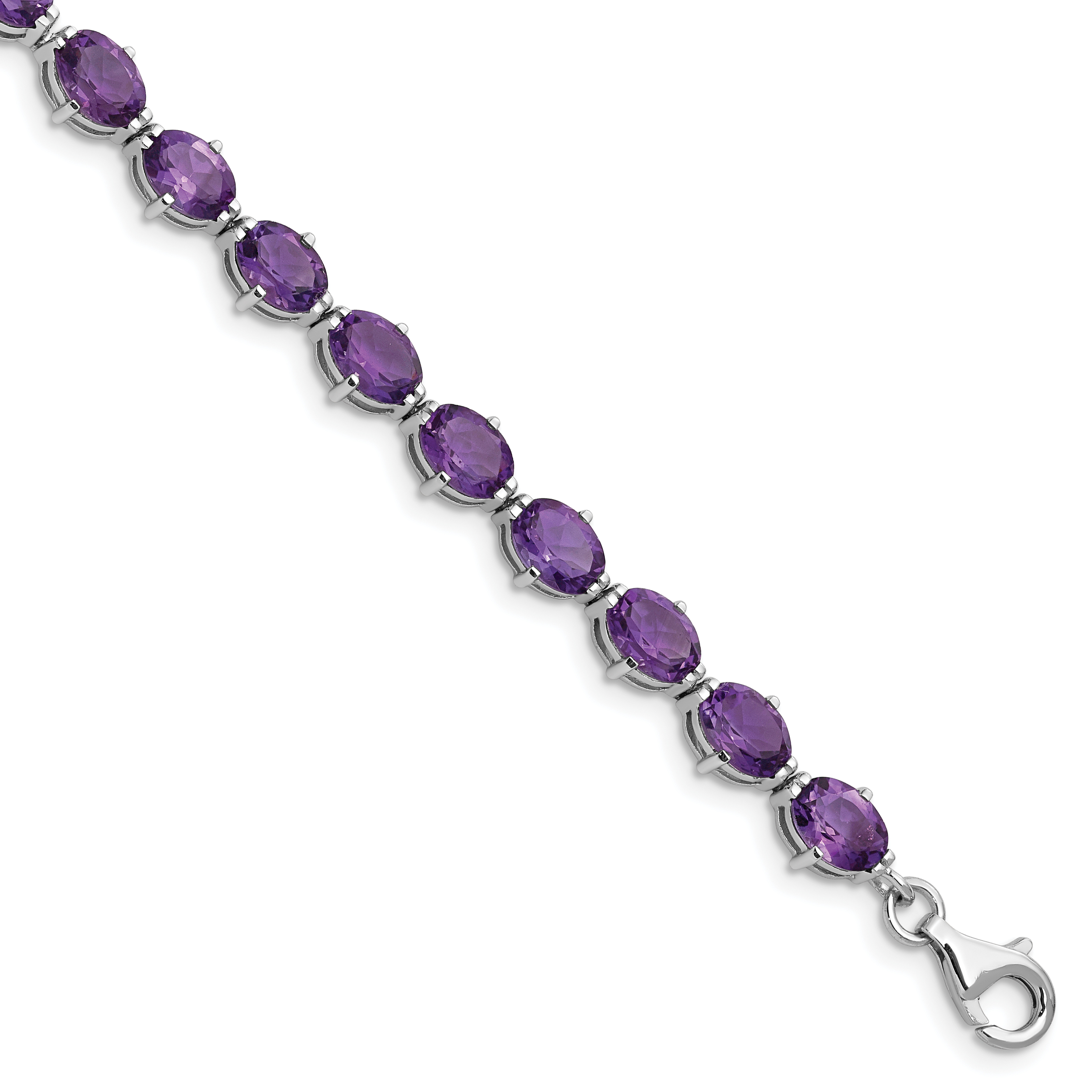 Sterling Silver Rhodium-plated Amethyst Bracelet (QX814AM)
