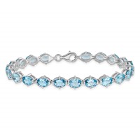 Sterling Silver Rhodium-plated Swiss Blue Topaz Bracelet view 4