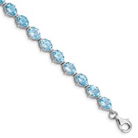 Sterling Silver Rhodium-plated Swiss Blue Topaz Bracelet view 1