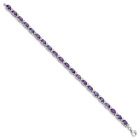 Sterling Silver Rhodium-plated Amethyst & White Topaz Bracelet view 2