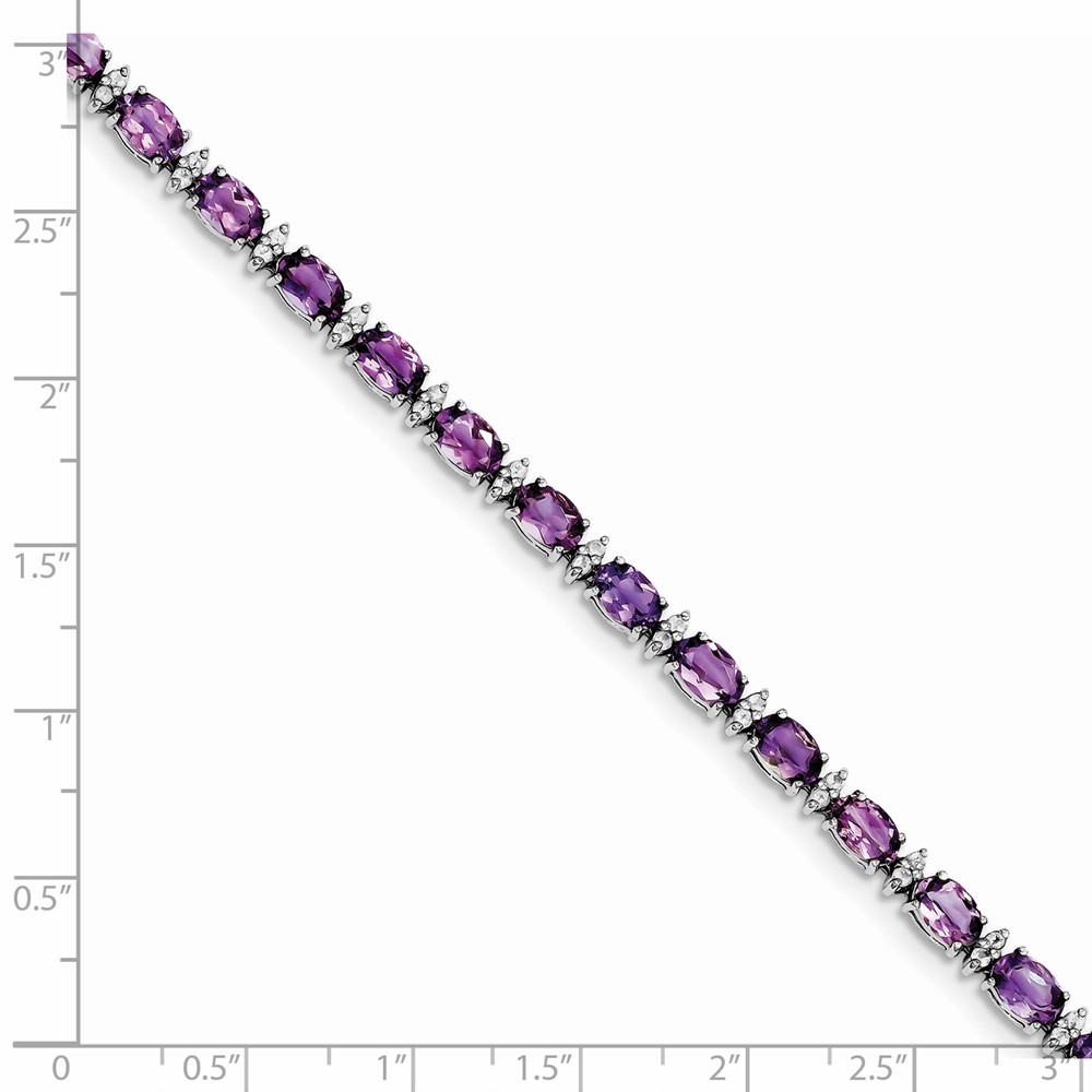 Sterling Silver Rhodium-plated Amethyst & White Topaz Bracelet (QX816AM)