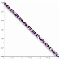 Sterling Silver Rhodium-plated Amethyst & White Topaz Bracelet view 3