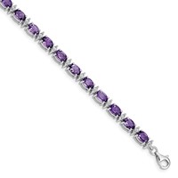 Sterling Silver Rhodium-plated Amethyst & White Topaz Bracelet view 1