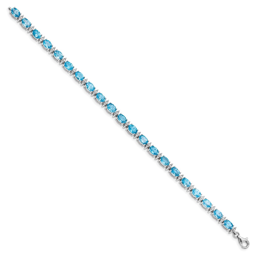 Sterling Silver Rhodium-plated Sky BT & White Topaz Bracelet (QX816BT)