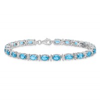 Sterling Silver Rhodium-plated Sky BT & White Topaz Bracelet view 4