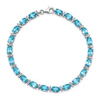 Sterling Silver Rhodium-plated Sky BT & White Topaz Bracelet view 5