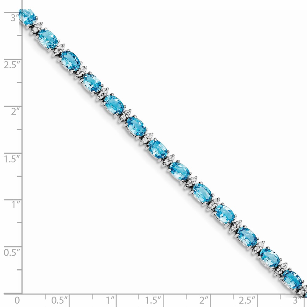 Sterling Silver Rhodium-plated Sky BT & White Topaz Bracelet (QX816BT)