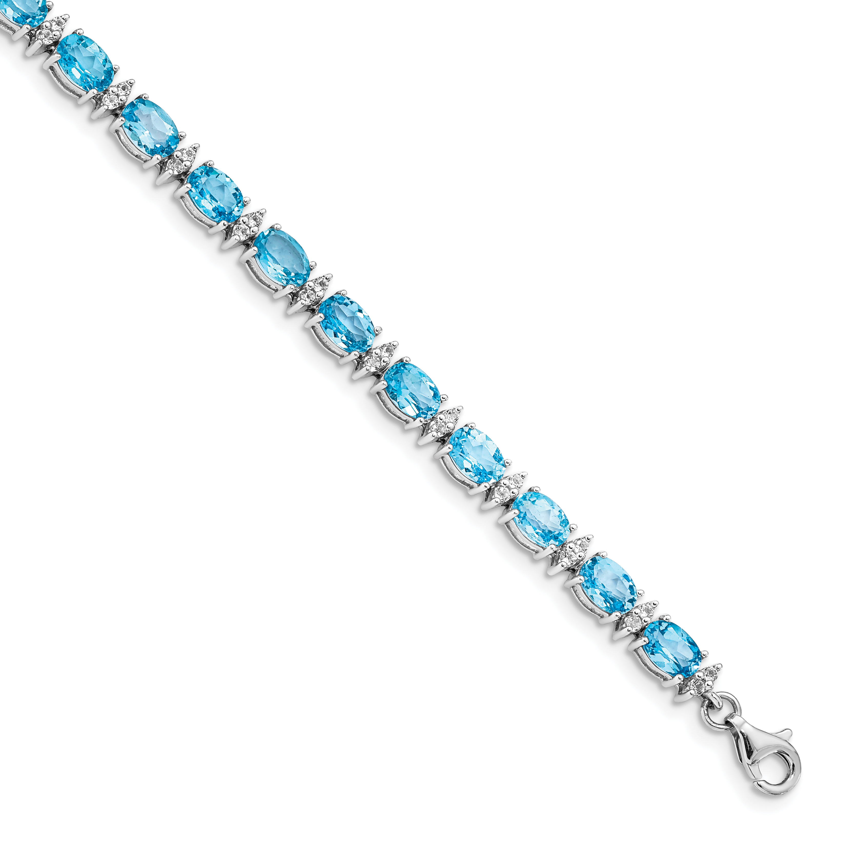 Sterling Silver Rhodium-plated Sky BT & White Topaz Bracelet (QX816BT)
