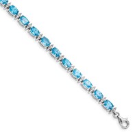 Sterling Silver Rhodium-plated Sky BT & White Topaz Bracelet view 1