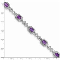 Sterling Silver Rhodium-plated Diamond & Amethyst Bracelet view 3