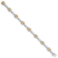 Sterling Silver Rhodium-plated Diamond & Citrine Bracelet view 2