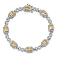 Sterling Silver Rhodium-plated Diamond & Citrine Bracelet view 5