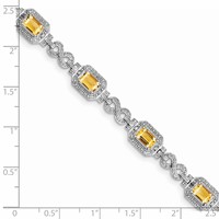 Sterling Silver Rhodium-plated Diamond & Citrine Bracelet view 4