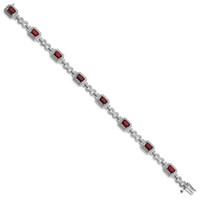 Sterling Silver Rhodium-plated Diamond & Garnet Bracelet view 2