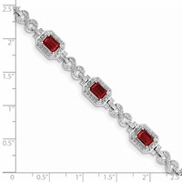 Sterling Silver Rhodium-plated Diamond & Garnet Bracelet view 3