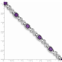 Sterling Silver Rhodium-plated Diamond & Amethyst Bracelet view 3