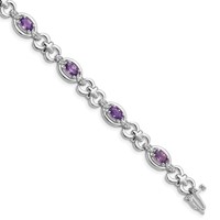 Sterling Silver Rhodium-plated Diamond & Amethyst Bracelet view 1