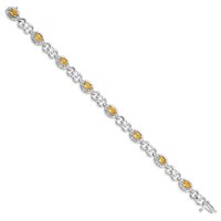 Sterling Silver Rhodium-plated Diamond & Citrine Bracelet view 2
