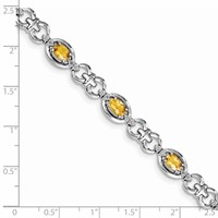 Sterling Silver Rhodium-plated Diamond & Citrine Bracelet view 3