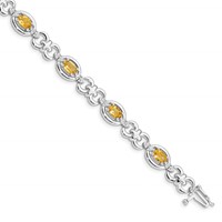 Sterling Silver Rhodium-plated Diamond & Citrine Bracelet view 1