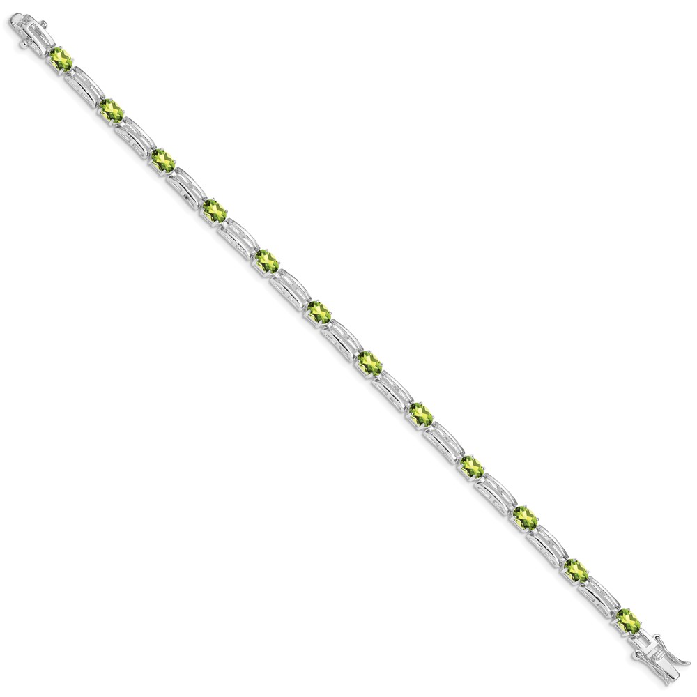 Sterling Silver Rhodium-plated Peridot Bracelet (QX823PE)