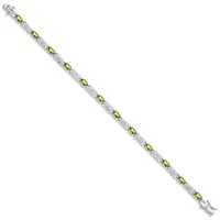 Sterling Silver Rhodium-plated Peridot Bracelet view 2