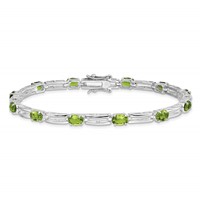 Sterling Silver Rhodium-plated Peridot Bracelet view 4