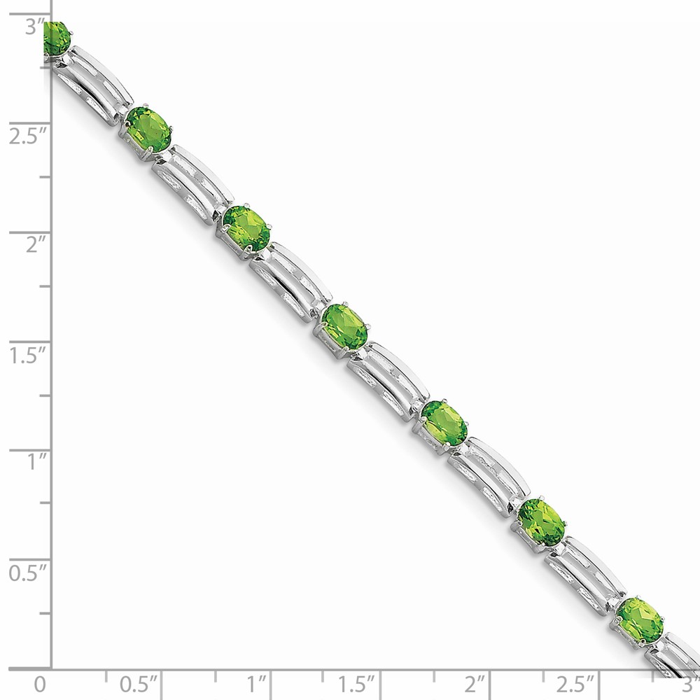 Sterling Silver Rhodium-plated Peridot Bracelet (QX823PE)