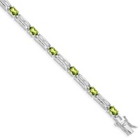 Sterling Silver Rhodium-plated Peridot Bracelet view 1
