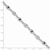 Sterling Silver Rhodium-plated Amethyst Diamond Bracelet view 3
