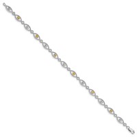 Sterling Silver Rhodium-plated Citrine Diamond Bracelet view 2