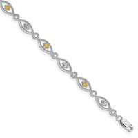 Sterling Silver Rhodium-plated Citrine Diamond Bracelet view 1