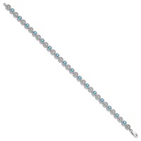 Sterling Silver Rhodium-plated Blue Topaz Diamond Bracelet view 2