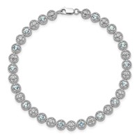 Sterling Silver Rhodium-plated Blue Topaz Diamond Bracelet view 4
