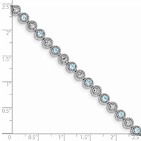 Sterling Silver Rhodium-plated Blue Topaz Diamond Bracelet view 3
