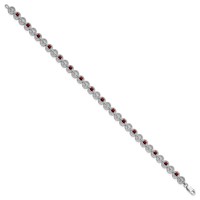 Sterling Silver Rhodium-plated Garnet Diamond Bracelet view 2