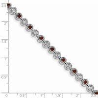 Sterling Silver Rhodium-plated Garnet Diamond Bracelet view 3