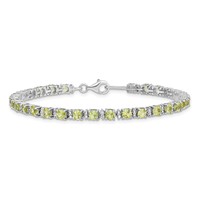 Sterling Silver Rhodium-plated Peridot and Diamond Bracelet view 3