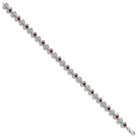 Sterling Silver Rhodium-plated Garnet Diamond Bracelet view 2