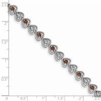 Sterling Silver Rhodium-plated Garnet Diamond Bracelet view 3