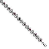 Sterling Silver Rhodium-plated Garnet Diamond Bracelet view 1