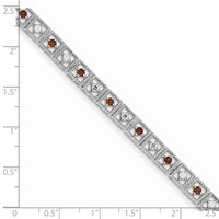 Sterling Silver Rhodium-plated Garnet Diamond Bracelet view 3