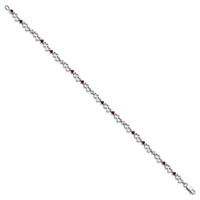 Sterling Silver Rhodium-plated Garnet & Diamond Bracelet view 2